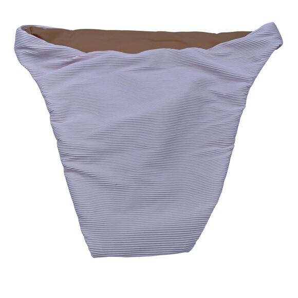 New J. Crew Pink Ribbed High Rise Cheeky Bikini Swim Bathing Suit Bottom Medium - Picture 6 of 9